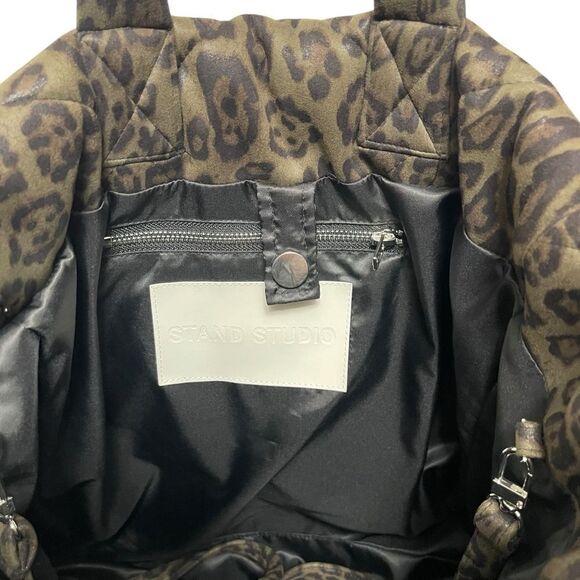 NWT STAND STUDIO Assante Leopard Print Quilted Top Handle Tote Bag - Picture 5 of 9